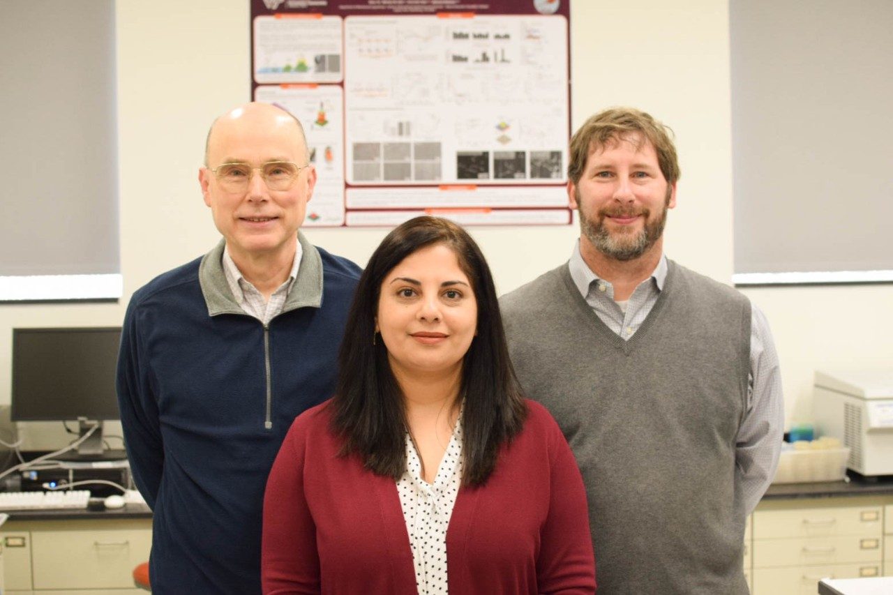 From left to right, Rick Davis, Bahareh Behkam, and Coy Allen, who collaborated in the research discovery for their cancer drug delivery system called Nano-Beads.