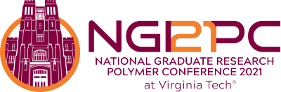 Logo for the N-G-R-P-C 20-21 conference. It says National Graduate Research Polymer Conference 2021 at Virginia Tech
