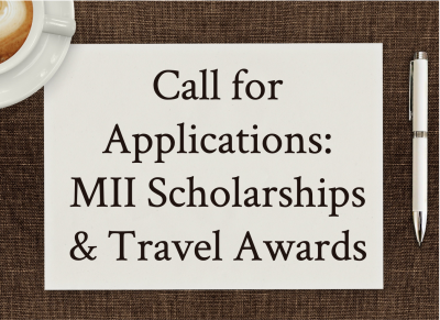 A decorative title that reads "2021 Call for Applications: MII Scholarships and Travel Awards"