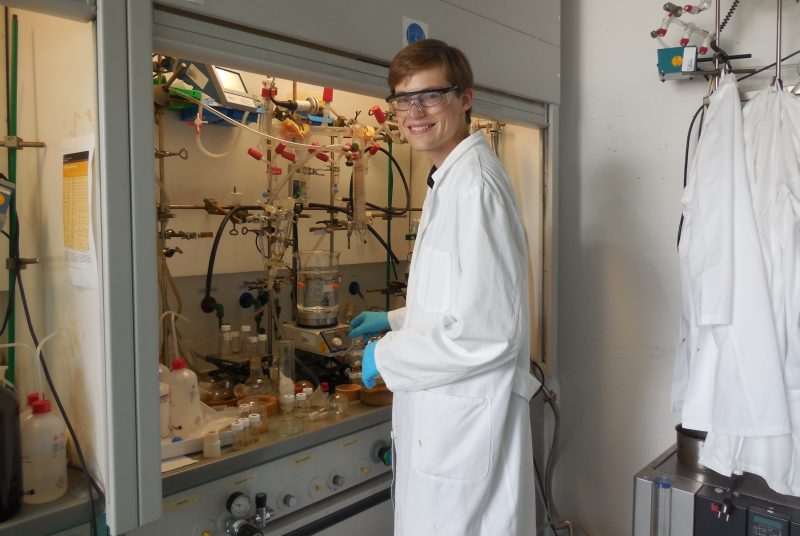 Michael Schulz, assistant professor of chemistry, in a lab as a post-doc in Mainz, Germany