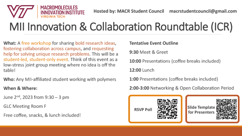 This will be a free workshop for sharing bold research ideas, fostering collaboration across campus, and requesting help for solving unique research problems. This will be a student-led, student-only event. 